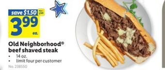 Lidl Old neighborhood® beef shaved steak offer