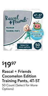 Walmart Rascal + friends cocomelon edition training pants, 4t-5t offer