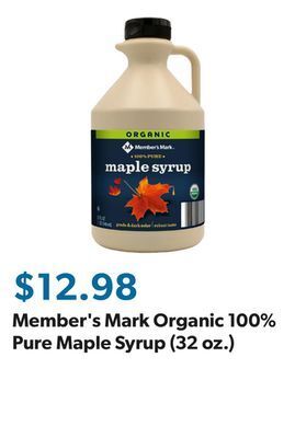 Sam's Club Member's mark organic 100% pure maple syrup (32 oz.) offer