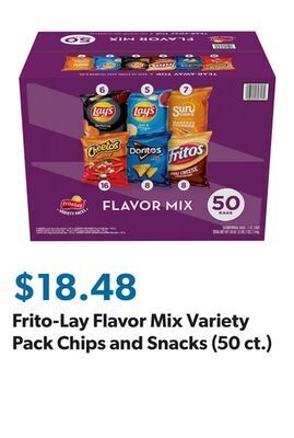 Sam's Club Frito-lay flavor mix variety pack chips and snacks (50 ct.) offer