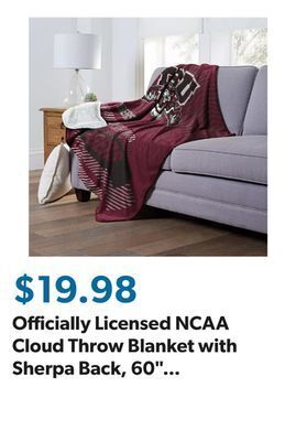 Sam's Club Officially licensed ncaa cloud throw blanket with sherpa back, 60 x 70(assorted teams) offer