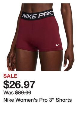 Dick's Sporting Goods Nike women's pro 3 shorts offer