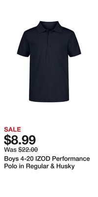 Kohl's Boys 4-20 izod performance polo in regular & husky offer