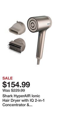 Kohl's Shark hyperair ionic hair dryer with iq 2-in-1 concentrator & styling brush attachments offer