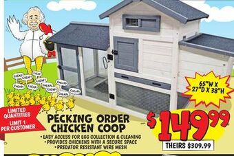 Ollie's Pecking order chicken coop offer