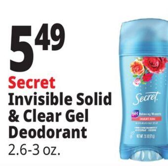 Ocean State Job Lot Secret sheer clean invisible solid deodorant, 2.6 oz offer
