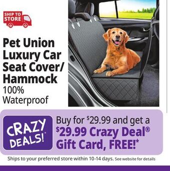 Ocean State Job Lot Pet union luxury car seat cover/ hammock offer