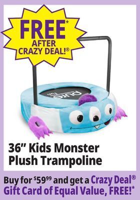 Ocean State Job Lot Pure fun 36 monster plush jumper trampoline with handrail offer