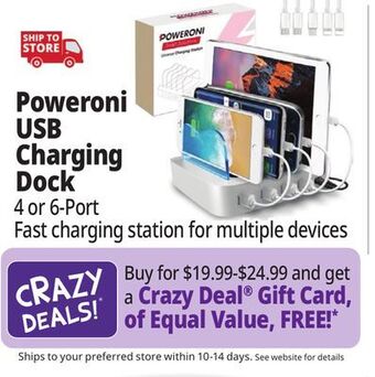 Ocean State Job Lot Poweroni usb charging dock offer