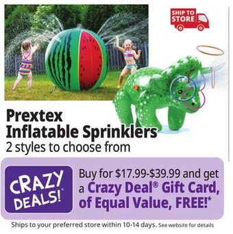 Ocean State Job Lot Prextex inflatable sprinklers offer