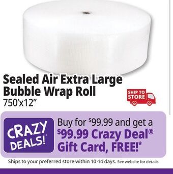 Ocean State Job Lot Sealed air extra large bubble wrap roll offer