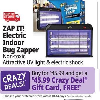 Ocean State Job Lot Zap it! electric indoor bug zapper with non-toxic attractant uv light and electric shock offer