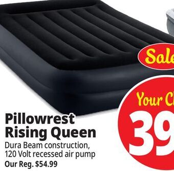 Ocean State Job Lot Intex queen dura-beam pillow rest raised air mattress with internal pump offer