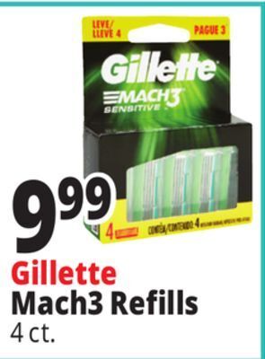 Ocean State Job Lot Gillette mach3 razor blade refills, 4 count offer