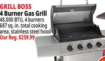 Ocean State Job Lot Grill boss 4 burner gas grill offer