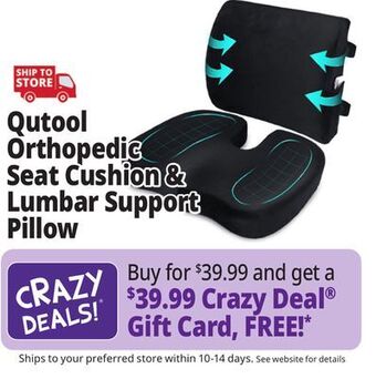 Ocean State Job Lot Qutool orthopedic seat cushion lumbar support pillow offer