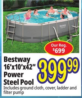 Ocean State Job Lot Bestway 16' above ground power steel oval pool set offer