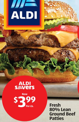 Aldi Fresh 80% Lean Ground Beef Patties offer