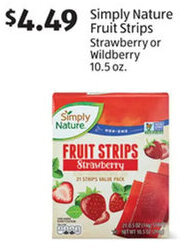 Aldi Simply Nature Fruit Strips Strawberry or Wildberry 10.5 oz. offer
