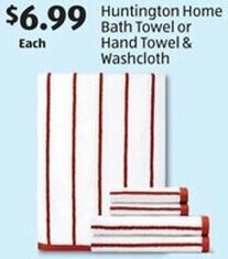 Aldi Huntington Home Bath Towel or Hand Towel & Washcloth offer