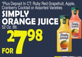 Bravo Supermarkets Simply orange juice offer
