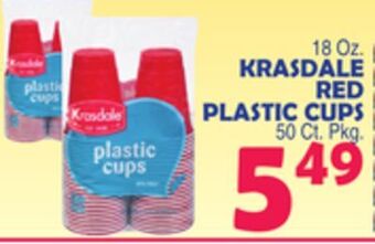 Bravo Supermarkets Krasdale red plastic cups offer