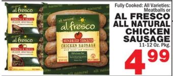 Bravo Supermarkets Al fresco all natural chicken sausage offer