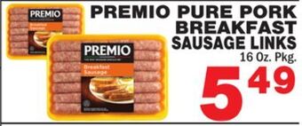 Bravo Supermarkets Premio pure pork breakfast sausage links offer