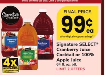ACME Signature select® cranberry juice cocktail or 100% apple juice offer