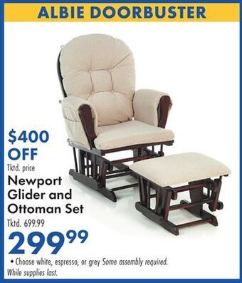 Boscov's Newport glider and ottoman set offer