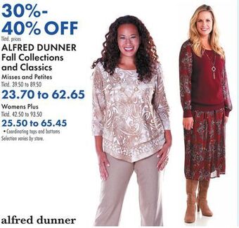 Boscov's Alfred dunner fall collections and classics offer