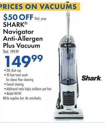 Boscov's Shark® navigator anti-allergen plus vacuum offer