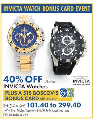 Boscov's Invicta watches offer