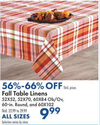 Boscov's Fall table linens offer