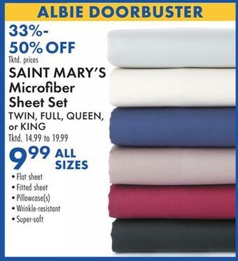 Boscov's Saint mary's microfiber sheet set offer