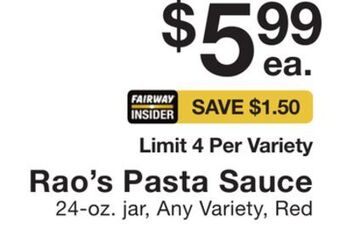 Fairway Store Market Pasta sauce offer