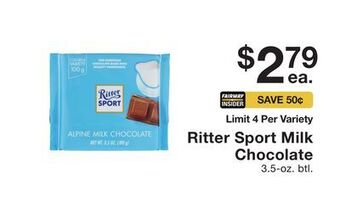 Fairway Store Market Ritter sport milk chocolate offer