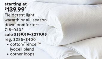 JC Penney Fieldcrest light- warmth or all-season down comforter offer