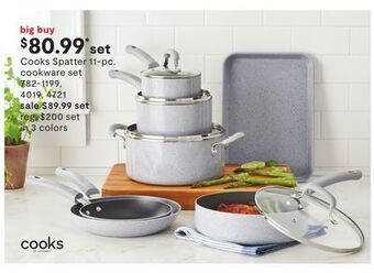 JC Penney Cooks spatter 11-pc. cookware set offer