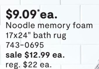 JC Penney Noodle memory foam 17x24 bath rug offer