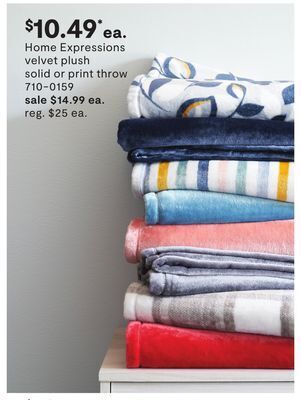 JC Penney Home expressions velvet plush solid or print throw offer