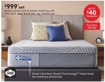 JC Penney Sealy lacey hybrid queen mattress set offer