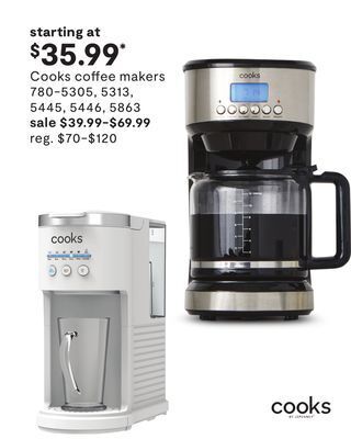 JC Penney Cooks coffee makers offer