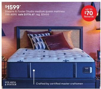 JC Penney Stearns & foster studio medium queen mattress offer