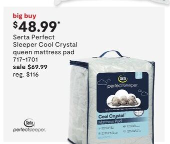 JC Penney Serta perfect sleeper cool crystal queen mattress pad offer