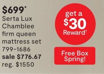 JC Penney Serta lux chamblee firm queen mattress set offer