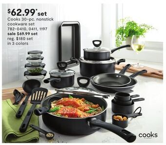 JC Penney Cooks 30-pc. nonstick cookware set offer