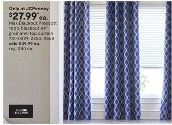 JC Penney Max blackout prescott 100% blackout 84 grommet-top curtain offer