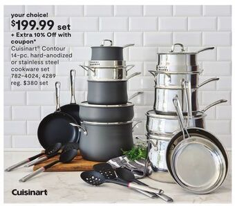 JC Penney Cuisinart® contour 14-pc. hard-anodized or stainless steel cookware set offer