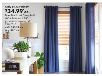 JC Penney Max blackout campbell 100% blackout 84 grommet-top curtain offer